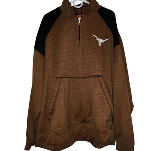 Men's Big & Tall Texas Longhorns Mesh Yolk 1/4 Zip Pullover Jacket Sz 2X Orange